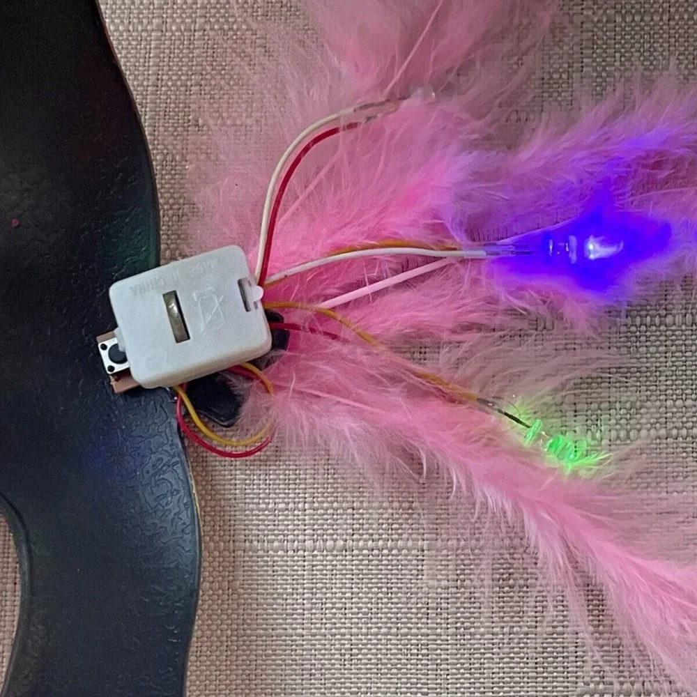 Halloween Party Mask Light Up Eyemask Masquerade Mask Faux Pink Feather Mask
